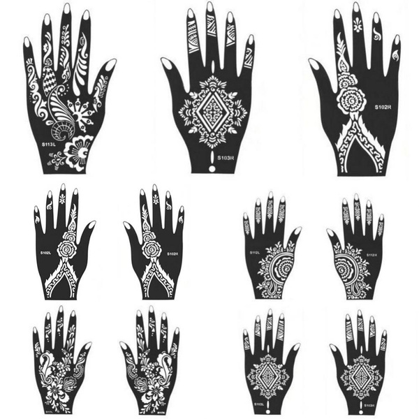 12Pcs Henna Temporary Tattoo Stencil Kit Reusable Pvc Mandala Lace Arm Hand Body Art Decals Drawing Template For Bride Women 2024 12Pcs Henna Temporary Tattoo Stencil Kit Reusable Pvc Mandala Lace Arm Hand Body Art Decals Drawing Template For Bride Women 2024