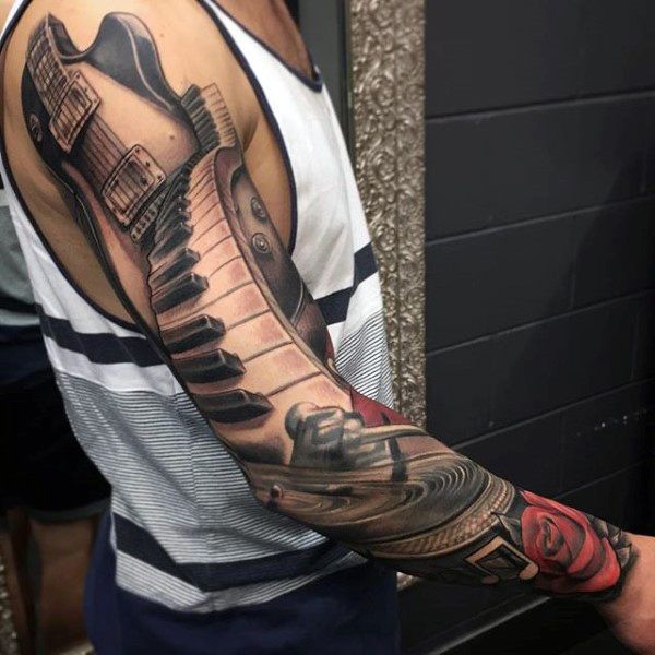 60 Music Sleeve Tattoos For Men Lyrical Ink Design Ideas 60 Music Sleeve Tattoos For Men Lyrical Ink Design Ideas