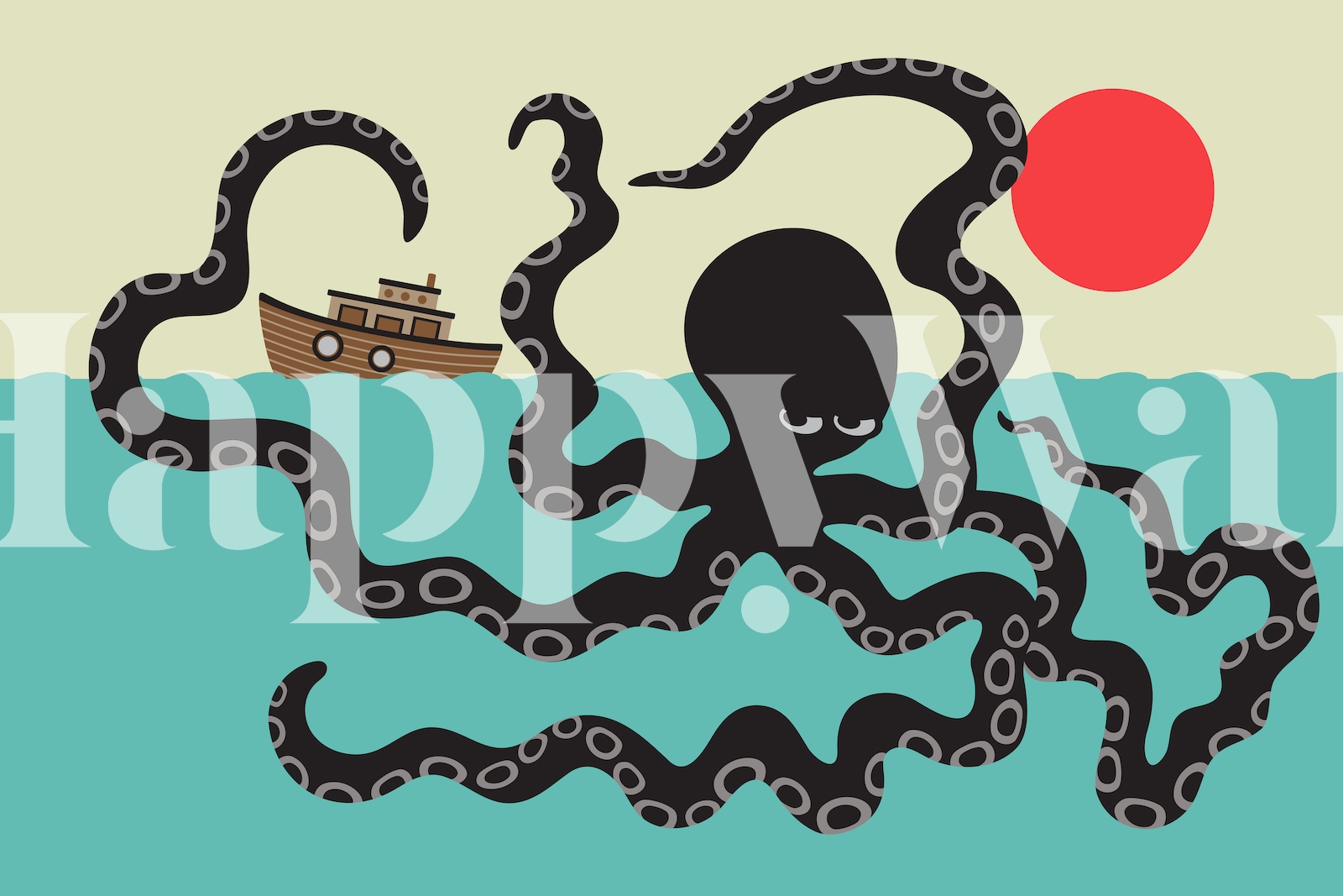 Akkorokamui Japanese Octopus Mural Happywall Akkorokamui Japanese Octopus Mural Happywall