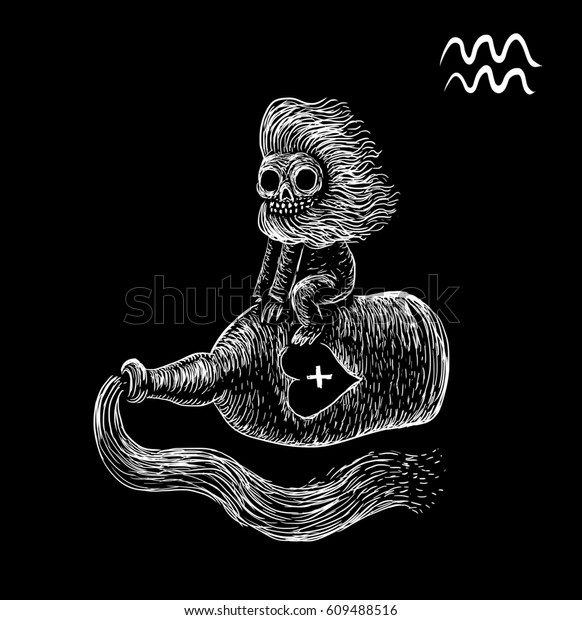 Aquarius Zodiacal Sign Inspired Tattoo On The Upper Aquarius Zodiacal Sign Inspired Tattoo On The Upper