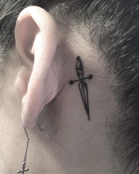 Broken Heart Tattoo Behind Ear Men Photos Idea Broken Heart Tattoo Behind Ear Men Photos Idea