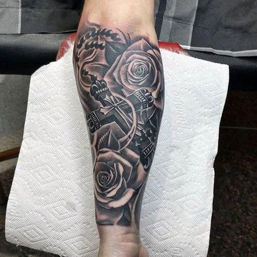 Cross With Roses Forearm Tattoo Orientfrau Cross With Roses Forearm Tattoo Orientfrau