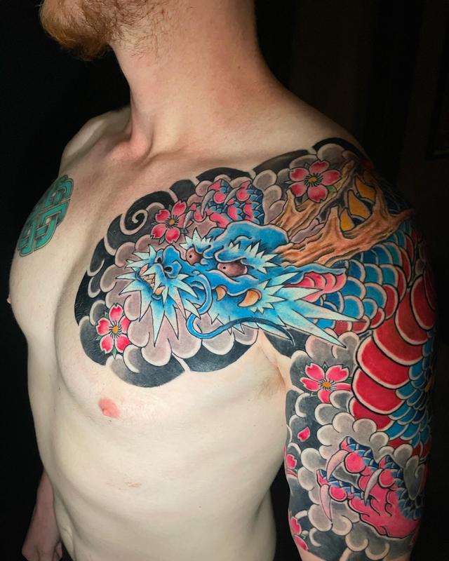 Dragon Tattoos On Chest And Arm Dragon Tattoos On Chest And Arm