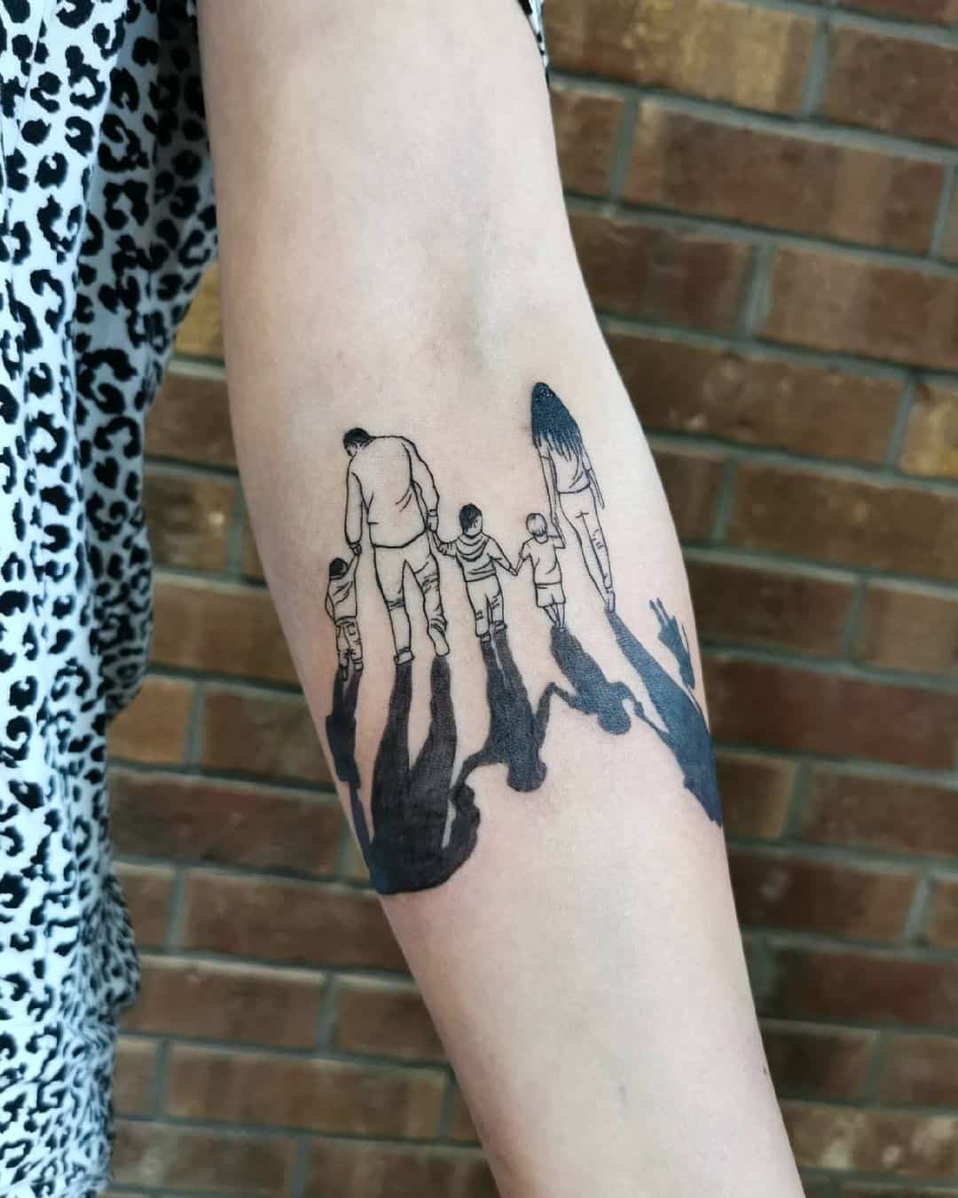 Family Silhouette Tattoo Located On The Forearm Family Silhouette Tattoo Located On The Forearm