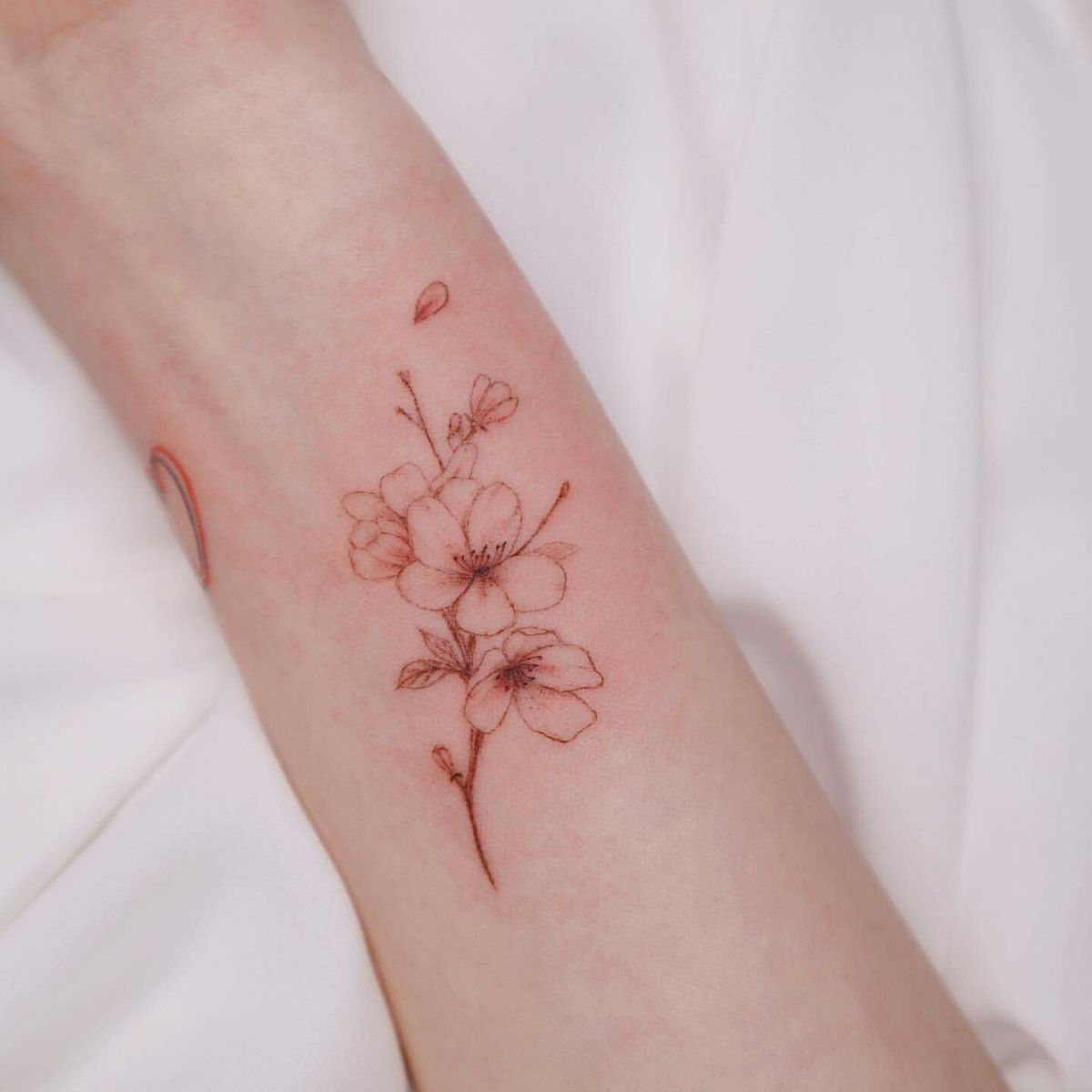 Fine Line Orchid Flower Tattooed On The Ankle Fine Line Orchid Flower Tattooed On The Ankle