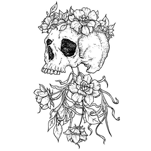 Floral Skull Tattoo Design Floral Skull Tattoo Design