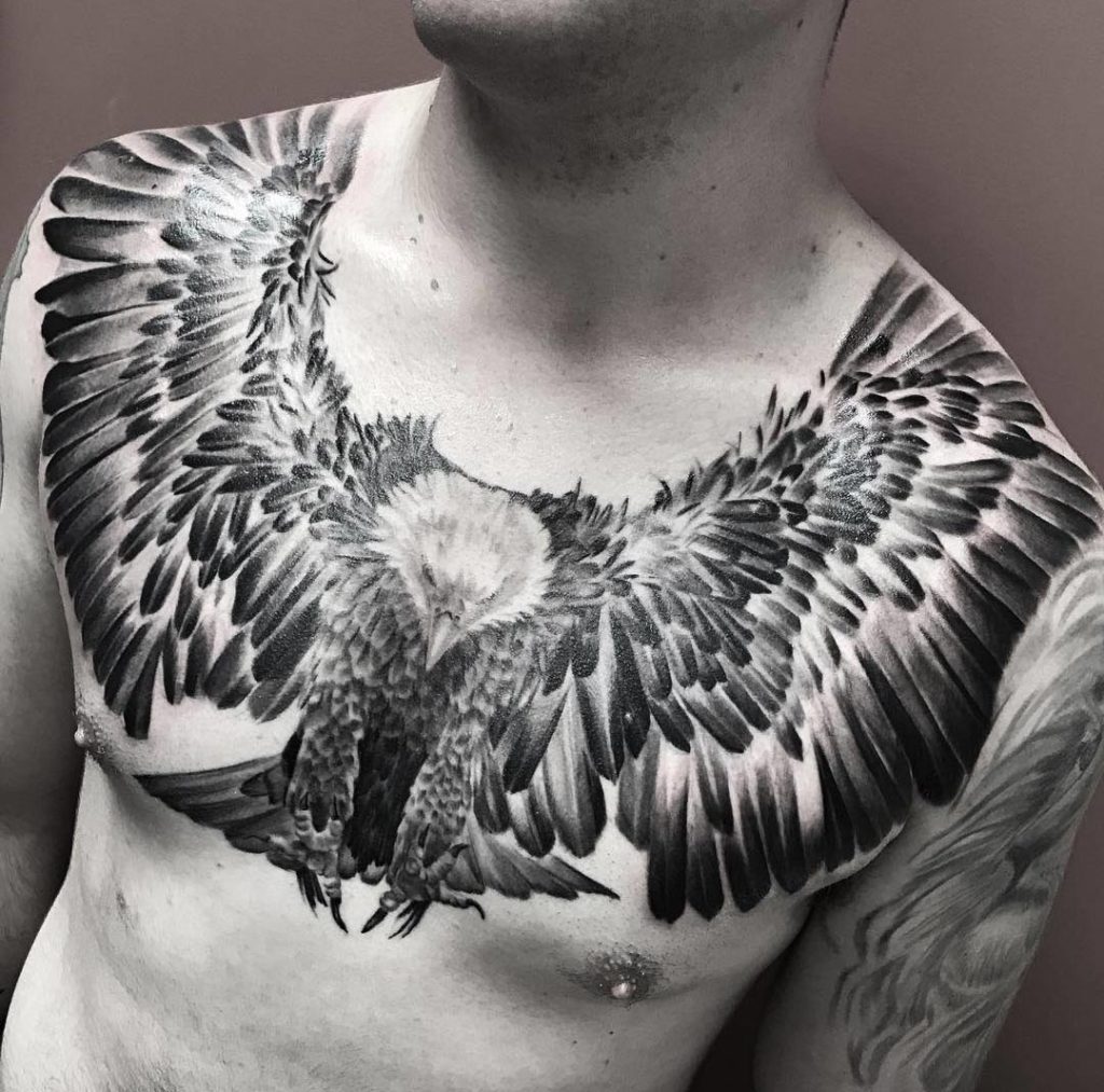 Flying Eagle With Talons Ready Mens Chest Tattoo Flying Eagle With Talons Ready Mens Chest Tattoo