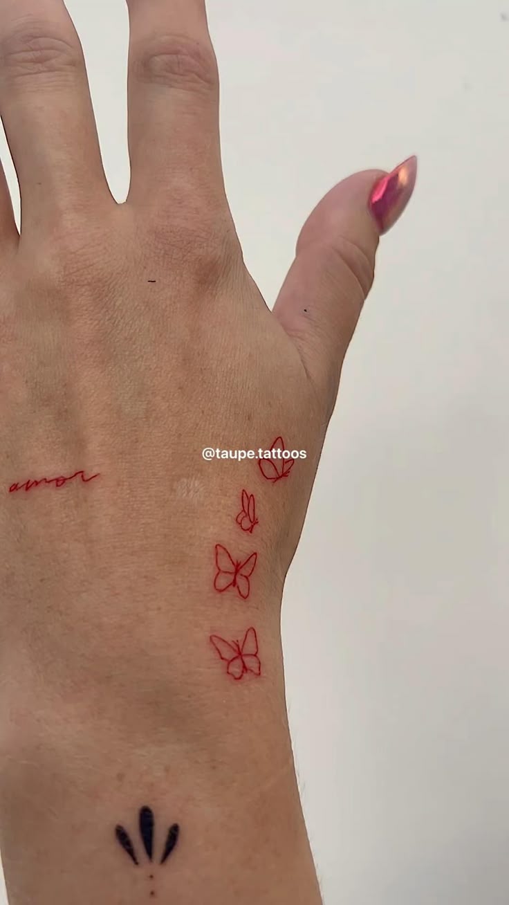 Hand Tattoo Red Ink Delicate Font Taupe Tattoos Red Tattoos Red Ink Hand Tattoo Red Ink Delicate Font Taupe Tattoos Red Tattoos Red Ink