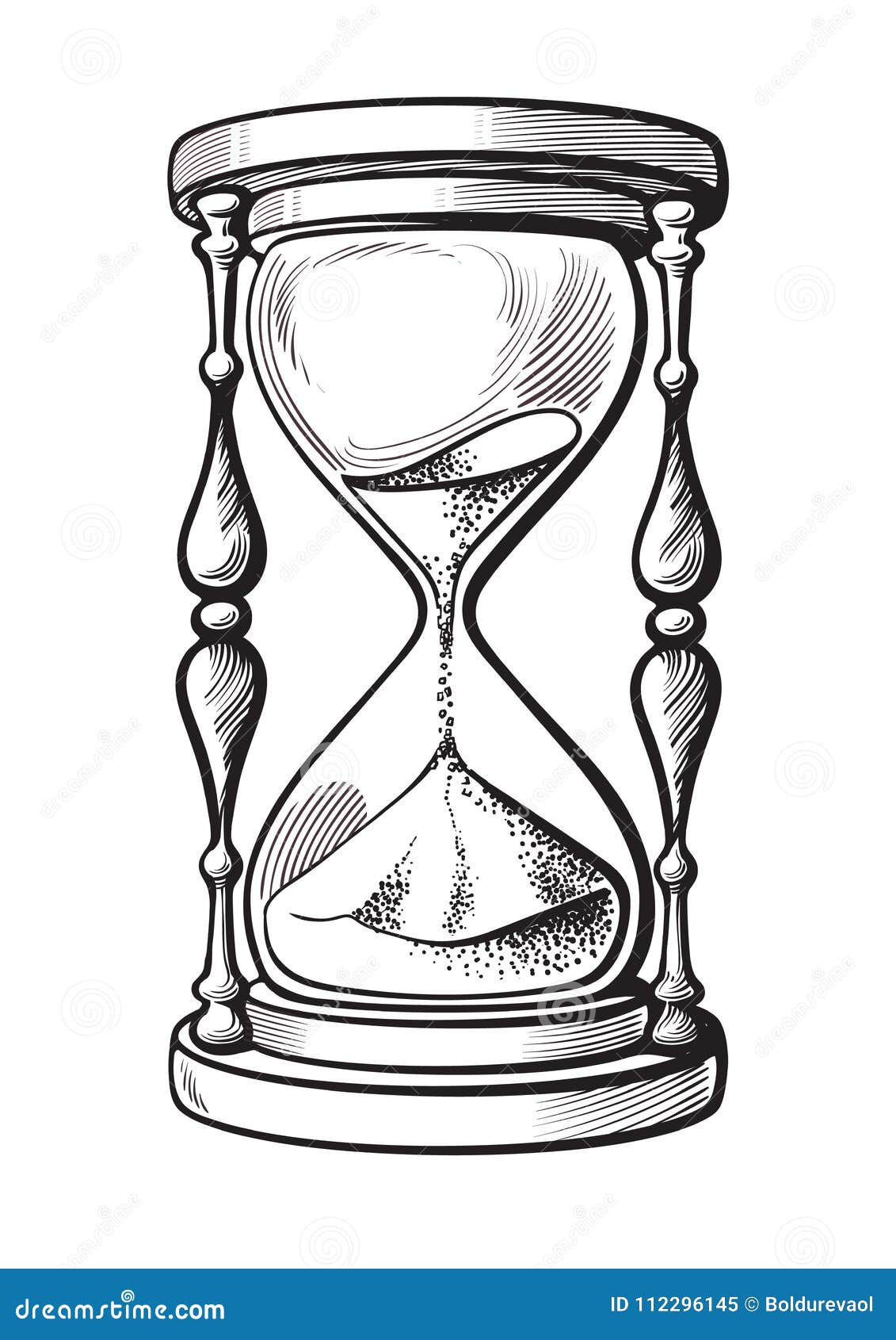 Hourglass Black And White Hand Drawn Sketch Vector Illustration Hourglass Black And White Hand Drawn Sketch Vector Illustration