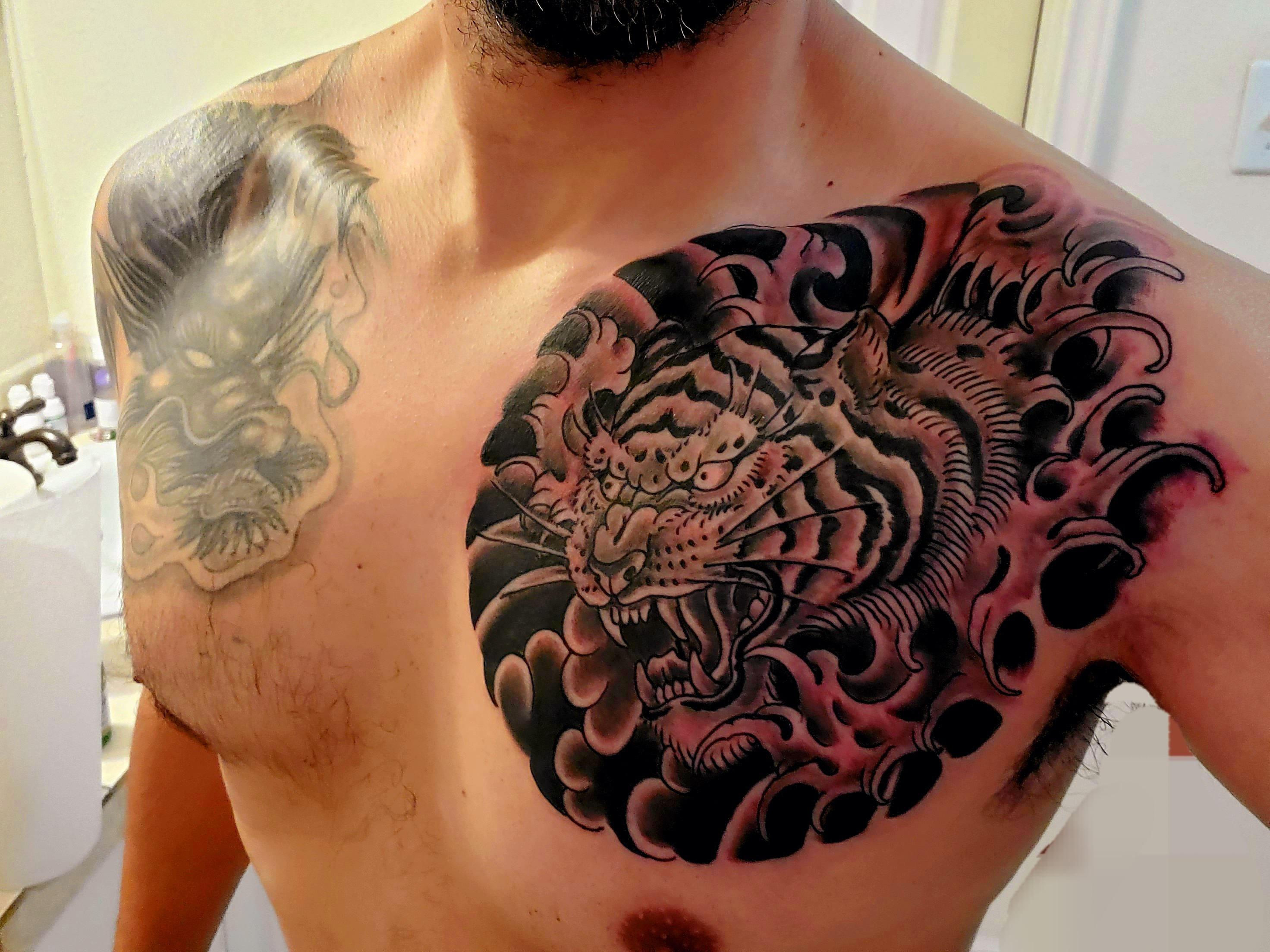 Japanese Tiger Chest Tattoo Japanese Tiger Chest Tattoo
