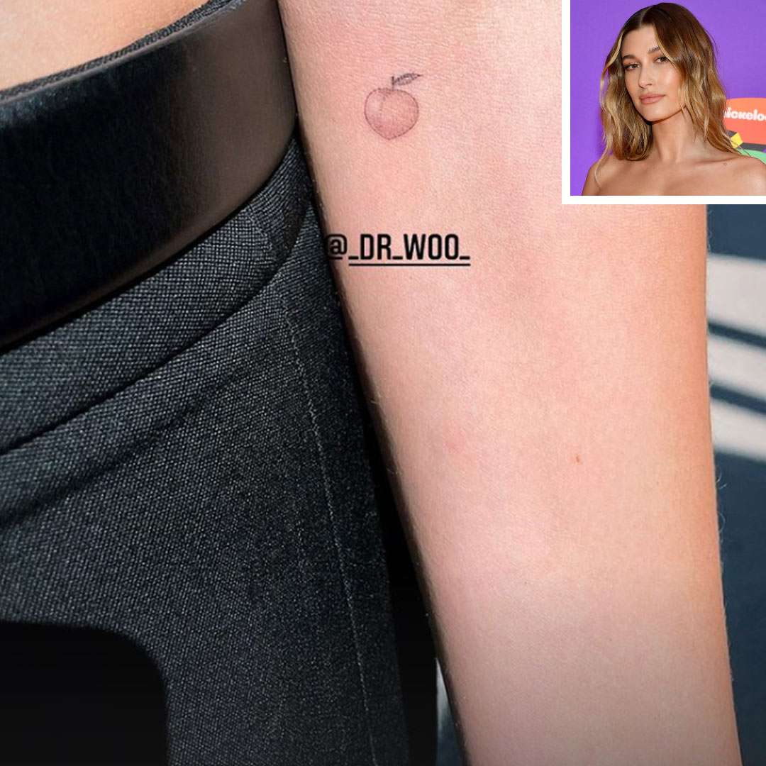 Justin Hailey Bieber Get New Peach Couples Tattoo Justin Hailey Bieber Get New Peach Couples Tattoo