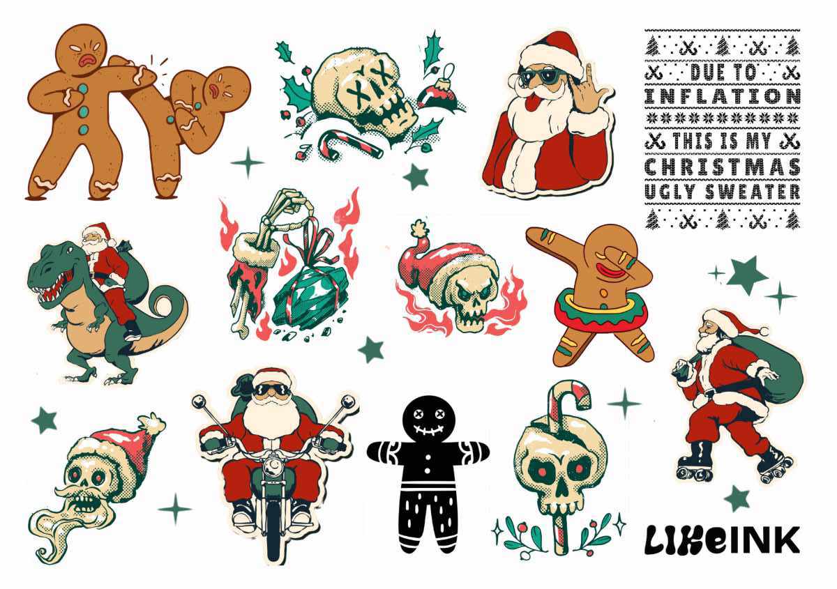 Like Ink Christmas Collection 2023 A5 Fake Tattoos Like Ink Like Ink Christmas Collection 2023 A5 Fake Tattoos Like Ink