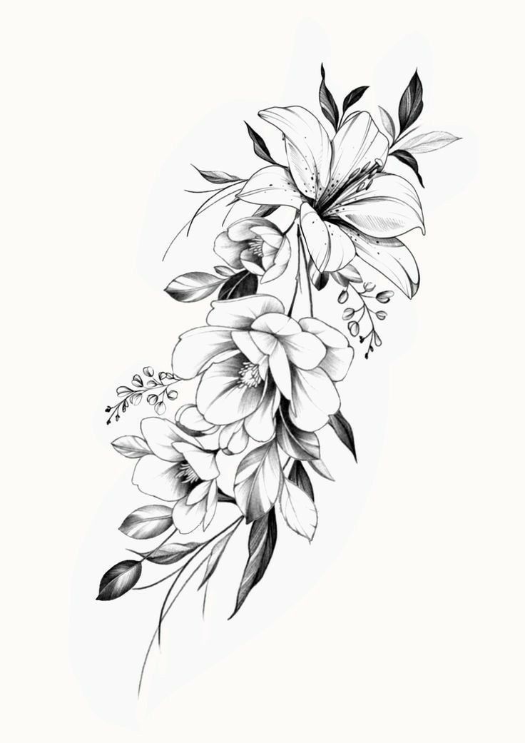Lily Rose And Hibiscus Floral Tattoo Design Scarf By Tyler Rosso Lily Rose And Hibiscus Floral Tattoo Design Scarf By Tyler Rosso