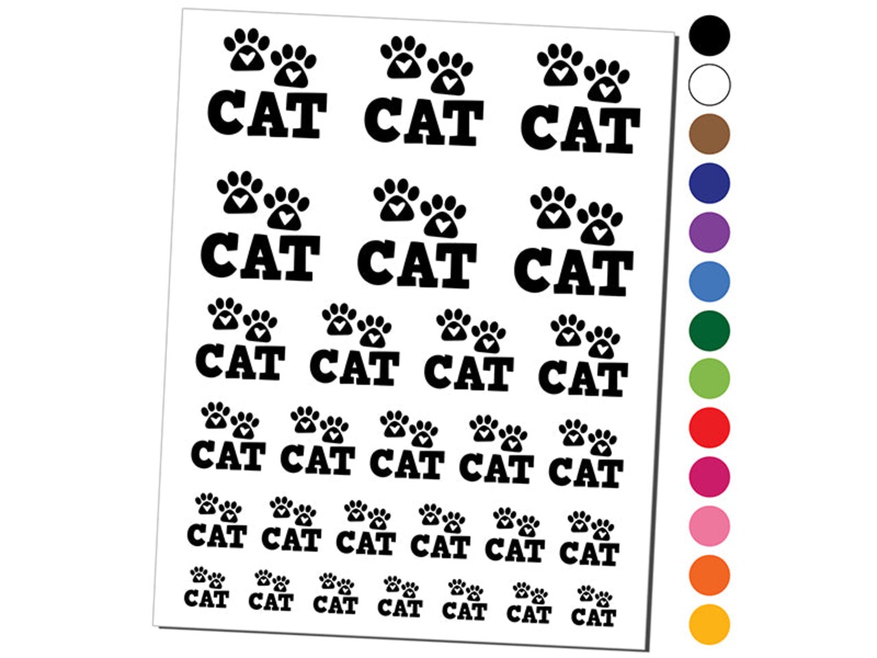 Meow Kitty Cat Paw Prints With Hearts Water Resistant Temporary Tattoo Meow Kitty Cat Paw Prints With Hearts Water Resistant Temporary Tattoo