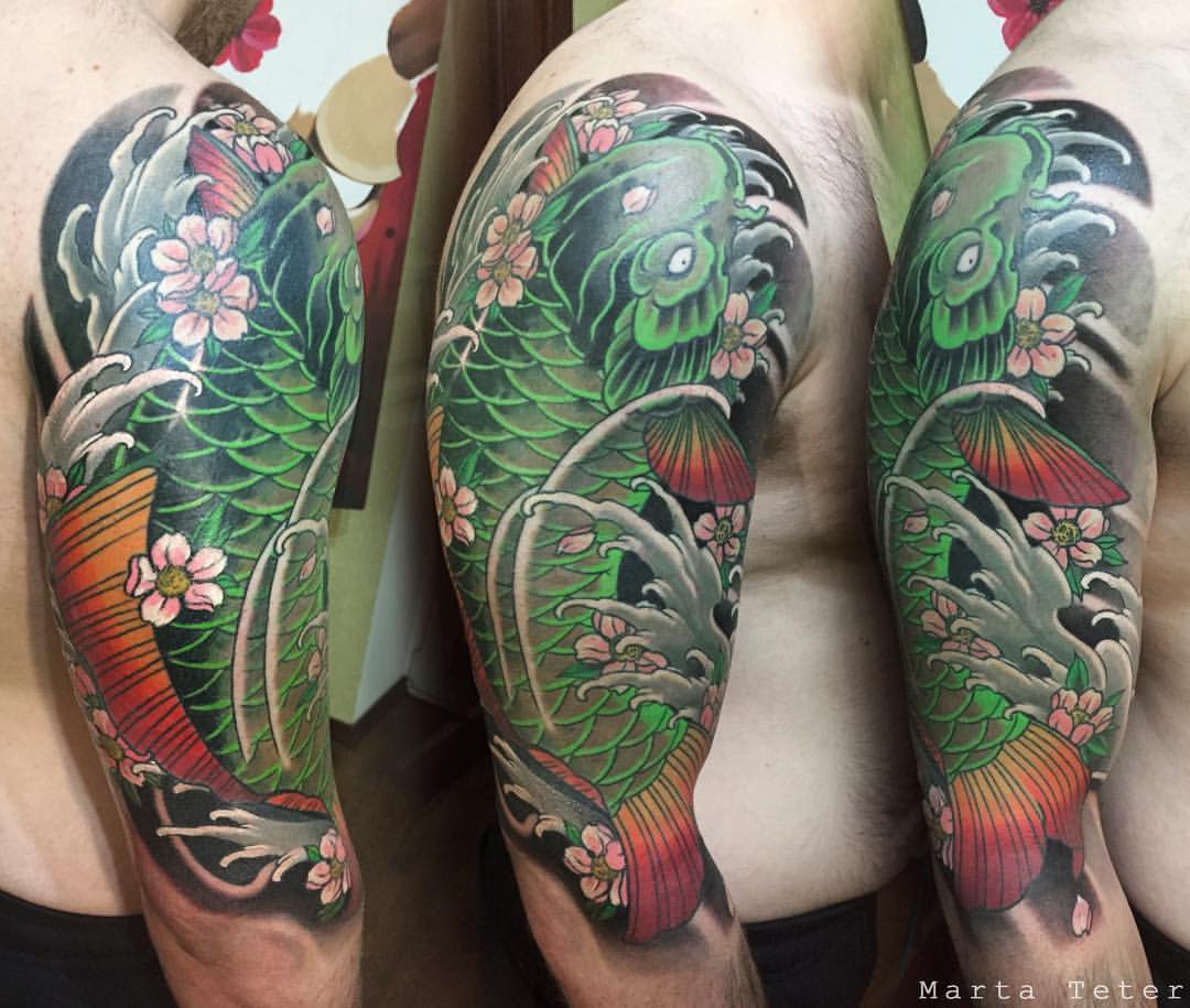 Peach Tattoo On Shoulder By Green Peach Tattoo On Shoulder By Green