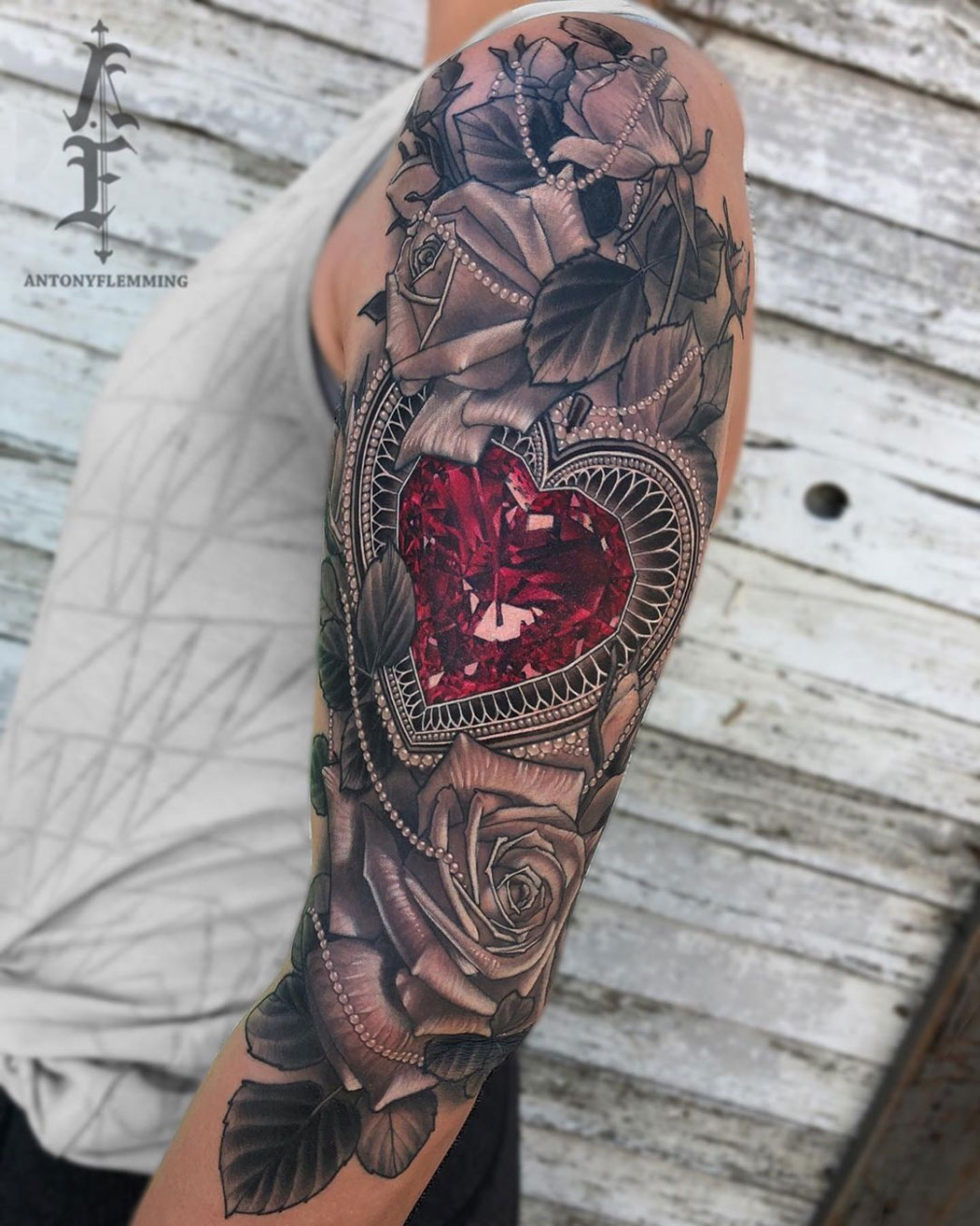 Pretty Ruby Heart Roses On Girls Arm Pretty Ruby Heart Roses On Girls Arm