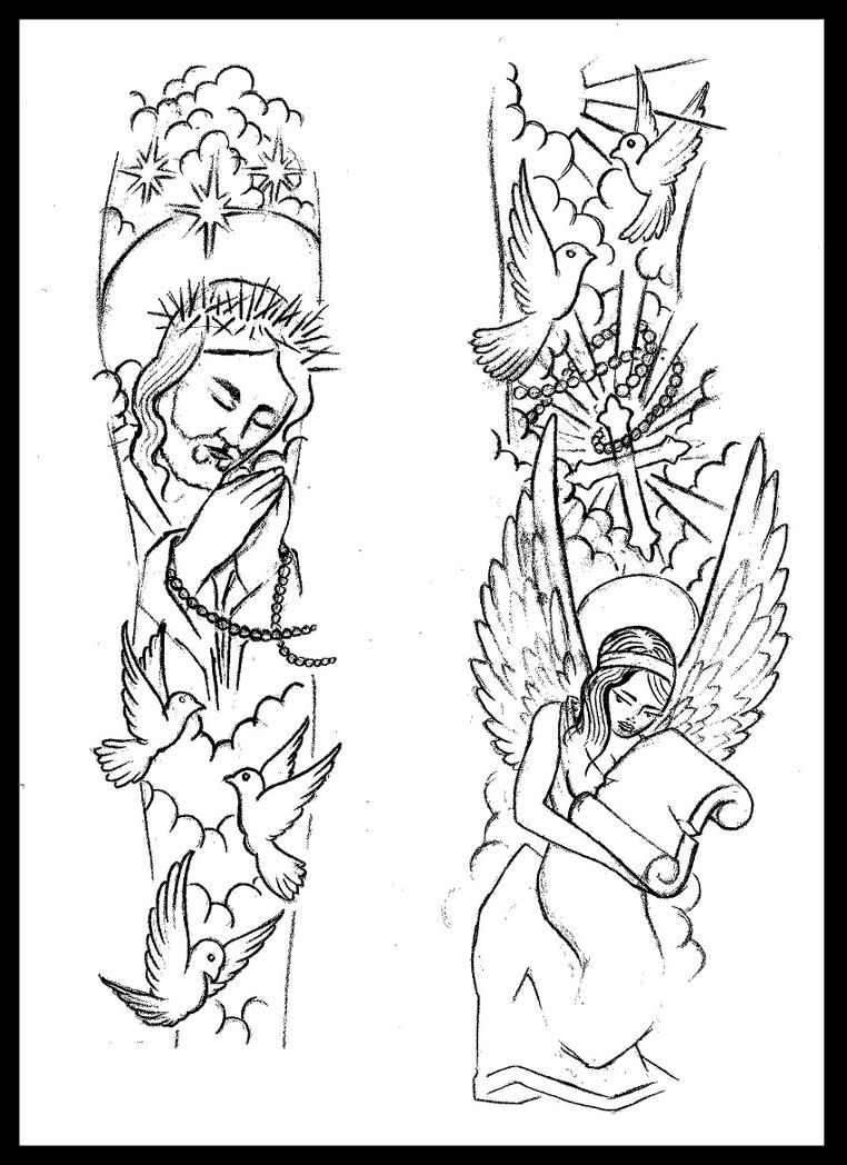 Religious Sleeve Tattoo Design By Thirteen7s On Deviantart Half Religious Sleeve Tattoo Design By Thirteen7s On Deviantart Half