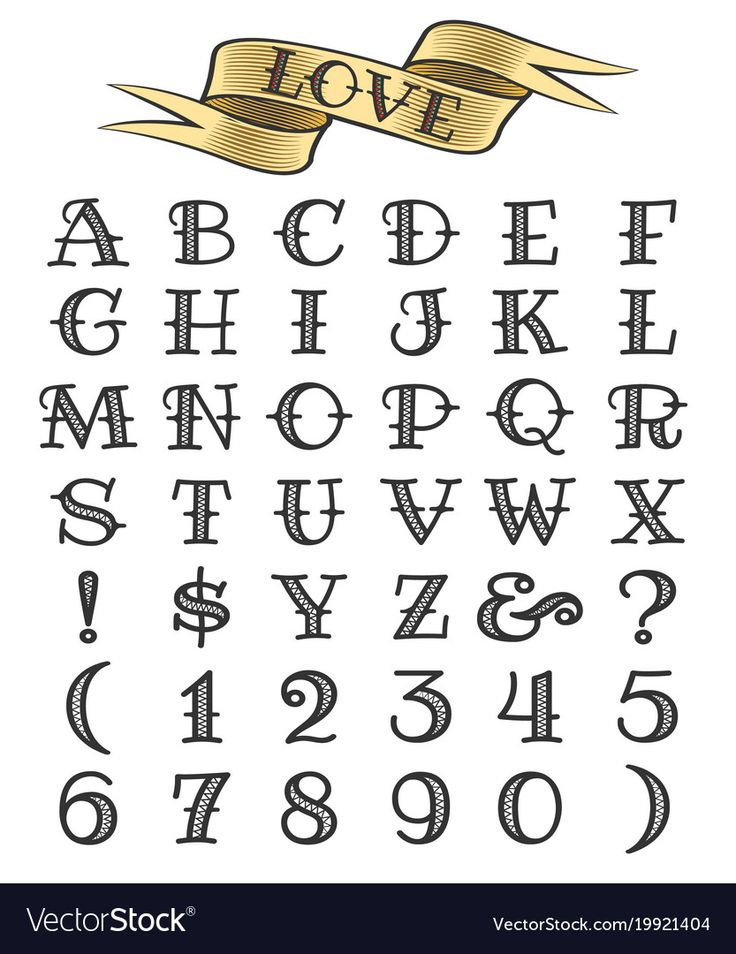 Set Of Tattoo Style Letters And Numbers Alphabeth For Your Tattoo Set Of Tattoo Style Letters And Numbers Alphabeth For Your Tattoo