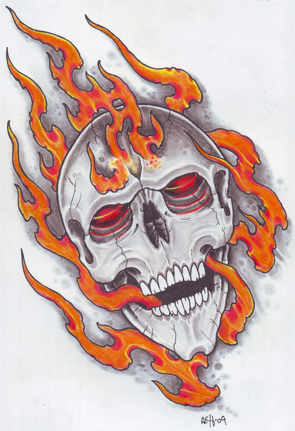 Skull In Flames 3 By Vikingtattoo On Deviantart Skull In Flames 3 By Vikingtattoo On Deviantart