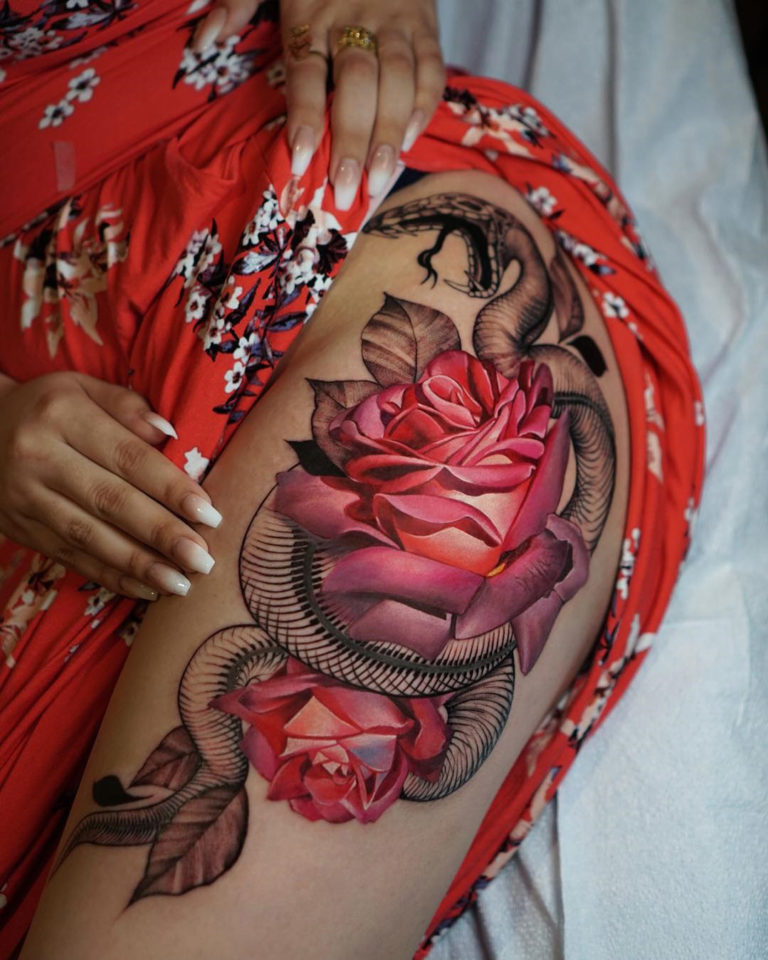 Snake Roses Tattoo Snake Roses Tattoo