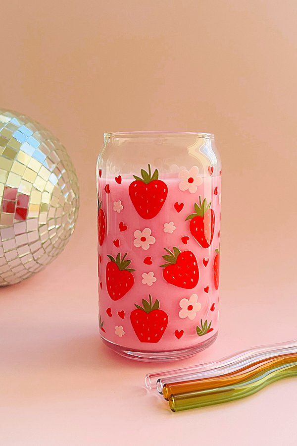 Strawberry Dreams Glass Cup Golden Hour Designs Strawberry Dreams Glass Cup Golden Hour Designs