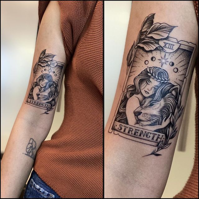 Strength Tarot Card Tattoo Tarot Tattoo Card Tattoo Designs Strength Tarot Card Tattoo Tarot Tattoo Card Tattoo Designs