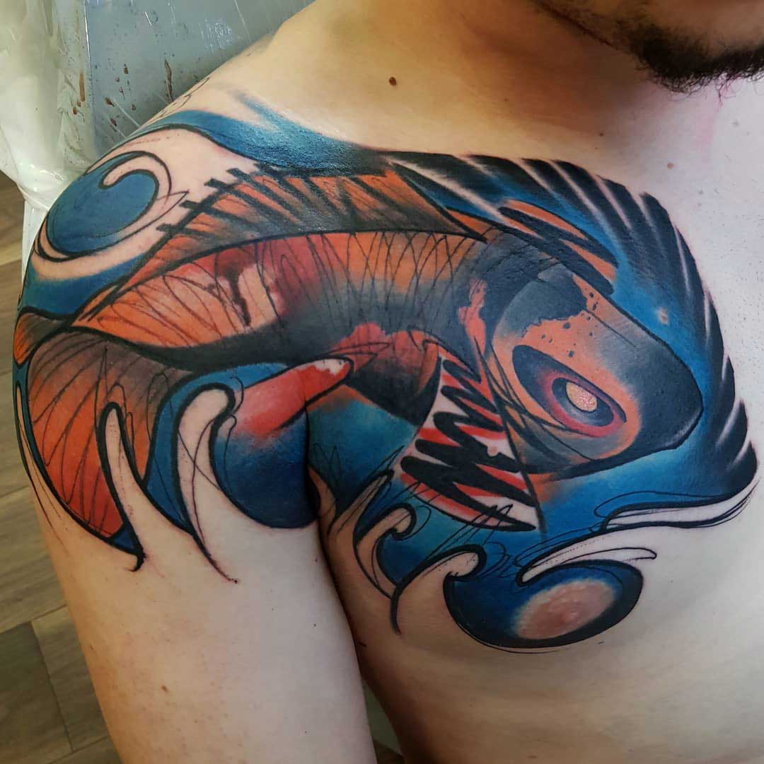 Tattoo Of Chest Asian Koi Tattoo Of Chest Asian Koi