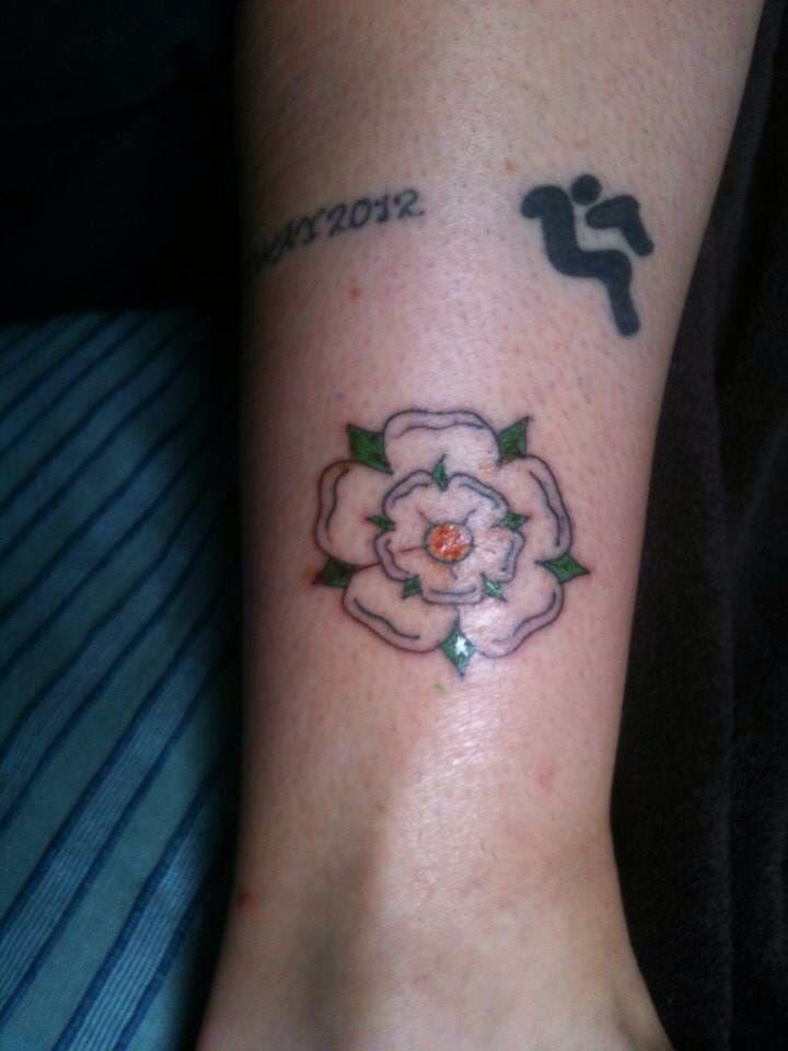 The Yorkshire Rose Outside Right Ankle Marking Completion Of Yorkshire Marathon In 2013 The Yorkshire Rose Outside Right Ankle Marking Completion Of Yorkshire Marathon In 2013