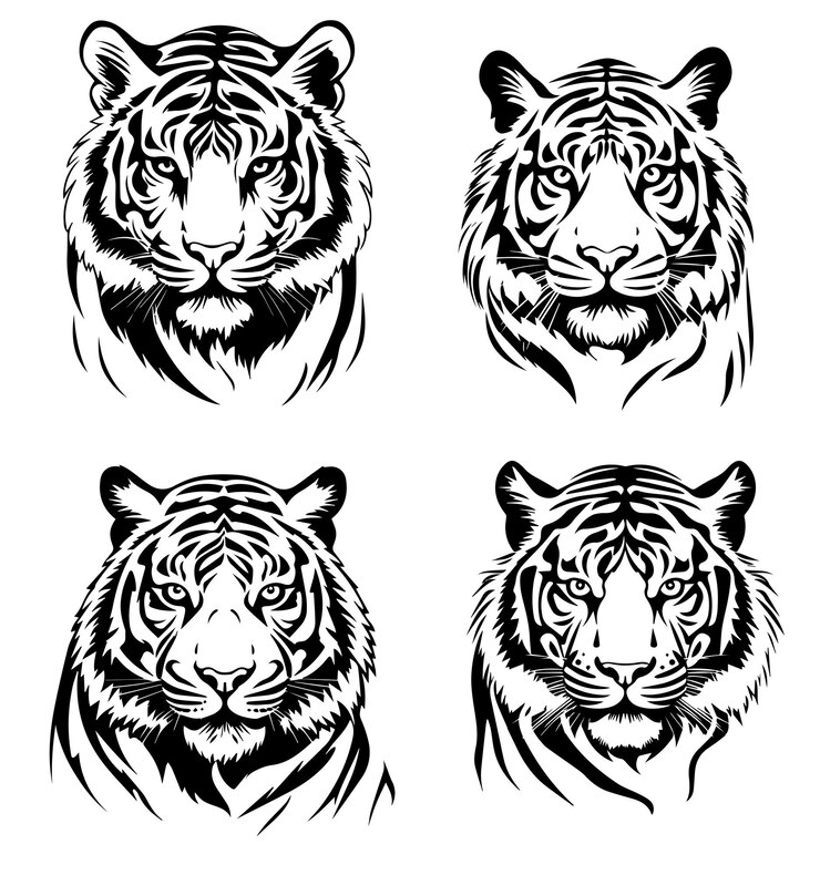 Tiger Head Face Logo Illustration Tattoo Style Flat Black Outlined Premium Ai Generated Vector Tiger Head Face Logo Illustration Tattoo Style Flat Black Outlined Premium Ai Generated Vector