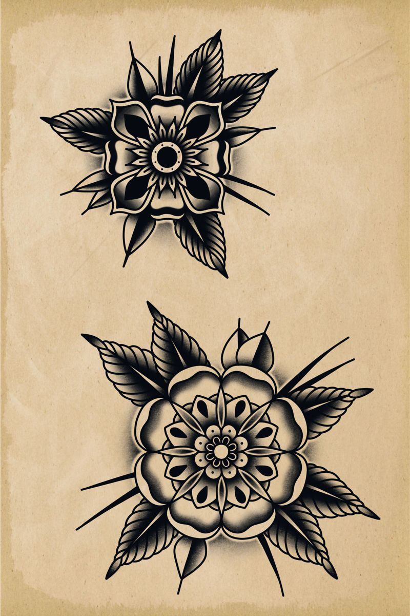 Traditional Flower Tattoo Small Traditional Flower Tattoo Small