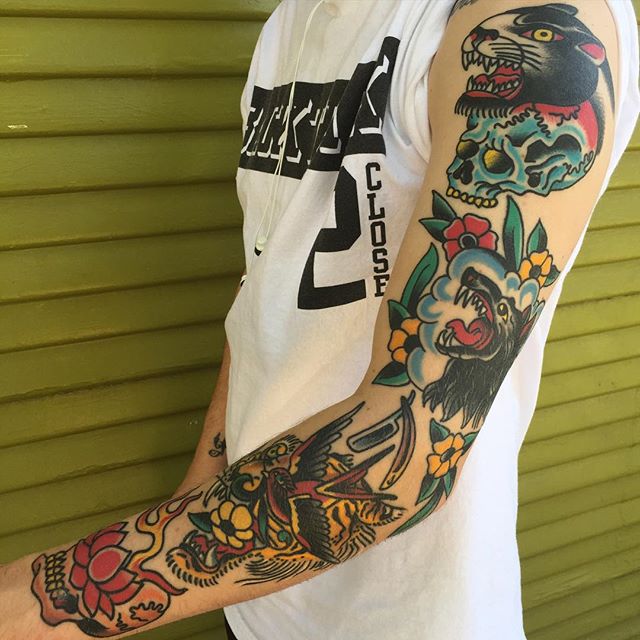 Traditional Sleeve Tattoo Tattoogrid Net Traditional Sleeve Tattoo Tattoogrid Net