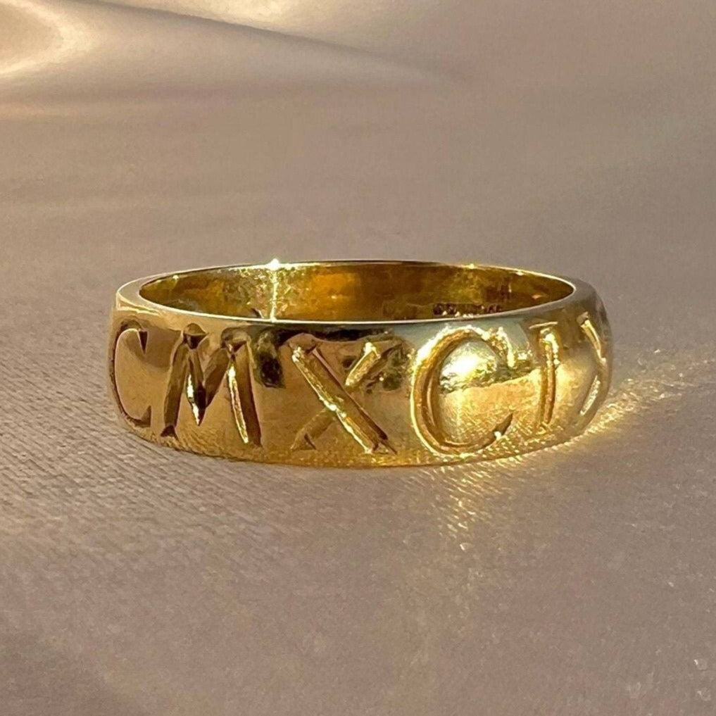 Vintage 9K Mcmxcix Roman Numeral Ring 23Carat Vintage 9K Mcmxcix Roman Numeral Ring 23Carat