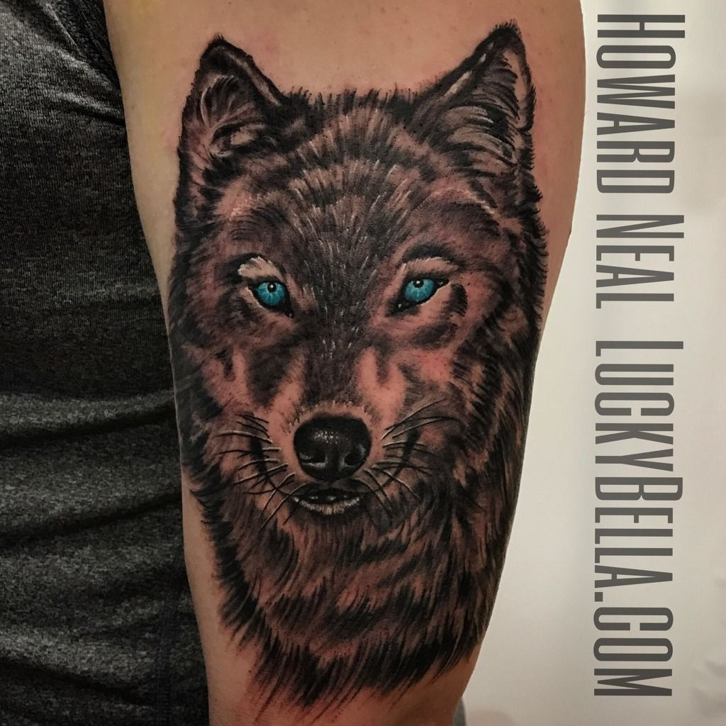 Wolf Tattoo With Blue Eyes Wolf Tattoo With Blue Eyes